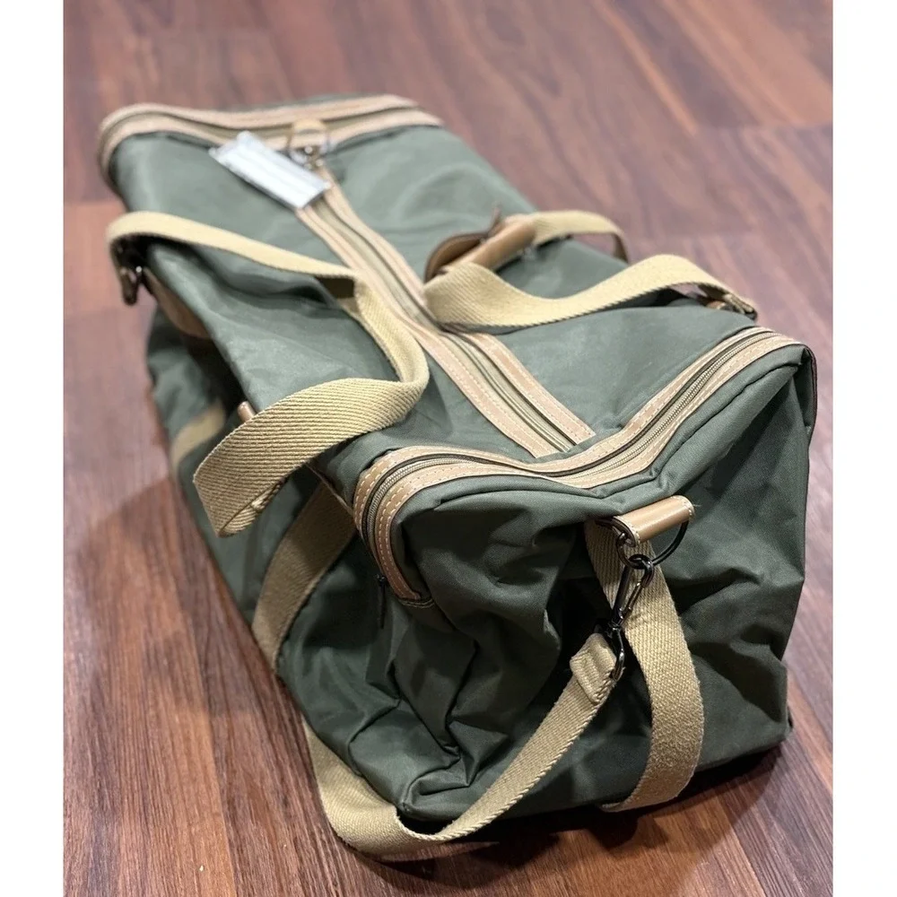 Samsonite‎ Green Tan Canvas Duffle Bag Heavy Duty Gym Travel Luggage